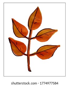 Autumn set of leaves of different trees. Yellow, red, orange, maple, birch, oak. Hand-painted, watercolor. Vector isolated objects.
