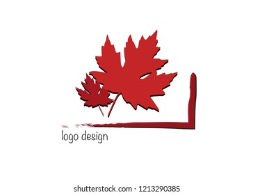 autumn set maple red leafs vector isolated on white background. Logo design nature concept 