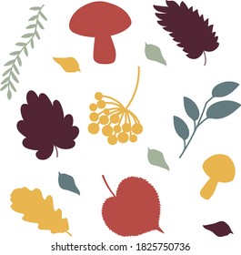 Autumn set. Perfect for wallpaper, gift paper, pattern fills, web page background, autumn greeting cards. fall and Halloween vector illustration
