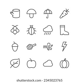 autumn set of simple line icons. Collection of web icons for UIUX design. Editable vector stroke 48x48 Pixel Perfect