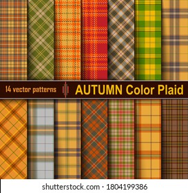 Autumn  Set  Tartan Seamless Pattern Background. Fall color panel Plaid, Tartan Flannel Shirt Patterns. Trendy Tiles Vector Illustration for Wallpapers.
