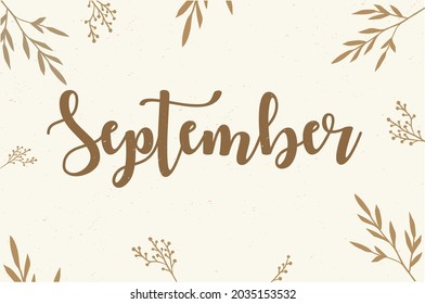 Autumn. Set of vector illustrations of a happy family on holidays Hello September lettering print. Vector illustration.cards, banners, posters.Abstract Vector Illustration Autumn Sale Background with 
