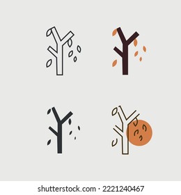 autumn shading leaves tree vector icon