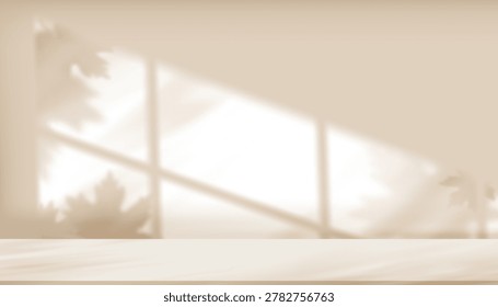 Autumn shadow background with product display podium,soft natural light. Abstract 3D studio scene with texture wall, winter brown tone,Nature aesthetic for fall design,Vector Minimal background
