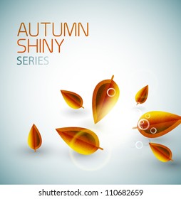 Autumn shiny flying leaves background