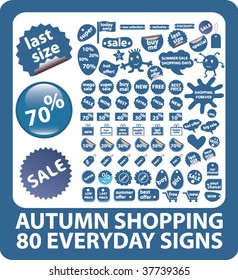 autumn shopping - 80 everyday signs. vector
