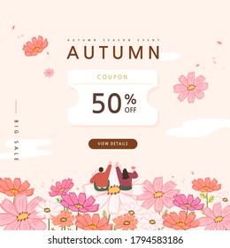 autumn shopping event illustration. Banner.
