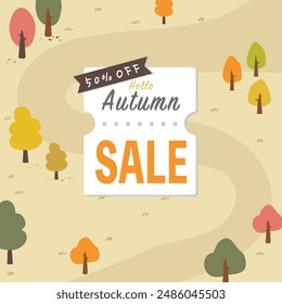 Autumn shopping event illustration. Banner. Autumn background concept sales event for marketing seasons selling promote. 