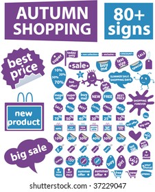 autumn shopping signs. vector
