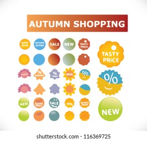 conjunto de stickers de compras de otoño, vector