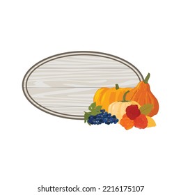 autumn sign board with pumpkins