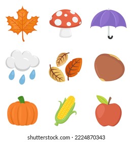 Autumn Sign Emoji Icon Illustration. Fall Season Vector Symbol Emoticon Design Clip Art Sign Comic Style.