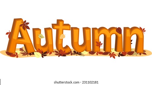 Autumn Sign with falling leaves. Vector illustration image