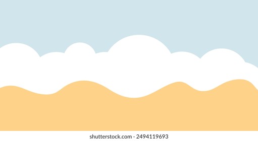Autumn simple background with clouds. Vector flat illustration.