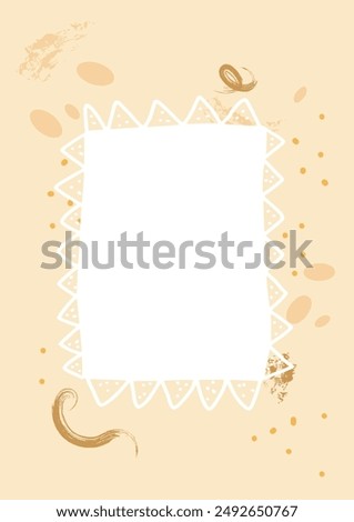Autumn simple background with frame. Banner and invitation template with border and copy space. Vector flat illustration.