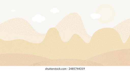 Autumn simple background. Naive grain textured landscape. Vector hand drawn illustration.
