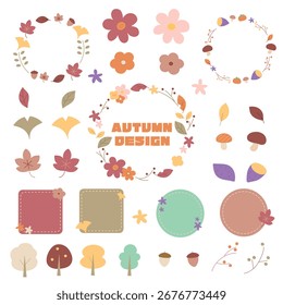 Autumn simple and cute hand-drawn vector material set