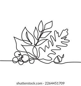 Autumn simple line iconic. Single line of collection of fallen leaves in autumn for bottom frame. Vector illustration of leaves in autumn line. Maple leaves line art in autum. Minimalist art decor.