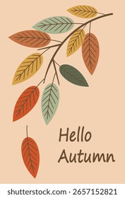 Conjunto de póster simple de otoño. Conjunto de volantes de otoño de diseños de mosaico escandinavo. Elementos de otoño de Anuncio en estilo Bauhaus. Cartel de diseño de otoño. Ilustración vectorial.
