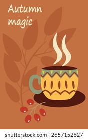 Einfaches Poster-Set im Herbst. Herbstflyer-Design Skandinavisches Mosaik. Banner Herbstelemente im Bauhausstil. Herbst-Design-Poster. Vektorgrafik.