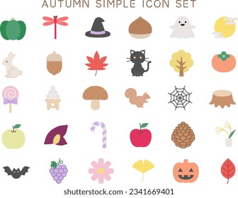 Autumn simple vector icon illustration set