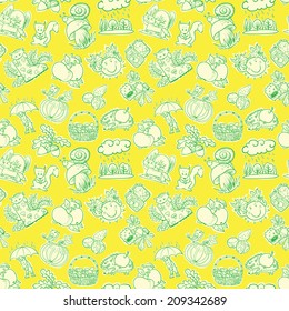 Autumn sketchy seamless pattern
