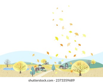 Autumn sky and ginkgo tree background illustration
