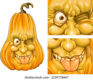 Autumn smiling pumpkin that playfully winks
