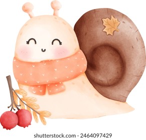 Autumn snail wearing an orange scarf
