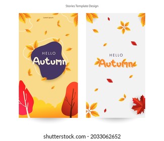 Autumn social media stories template. Fall season background stories for social media. Vector EPS 10