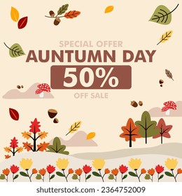 Banner de la ilustración del evento de compras de la oferta especial de otoño