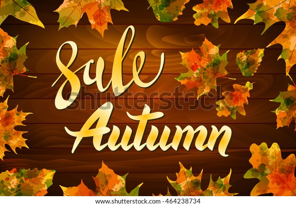 autumn special sale vintage vector typography
poster on wood background. layered.
