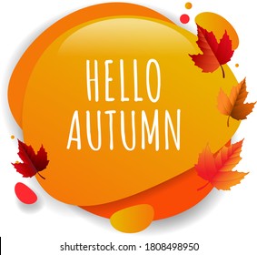 Autumn Speech Bubble With Autumn Leaves White Background With Gradient Mesh, Vector Illustration