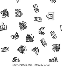 autumn spend time vector seamless pattern thin line illustration