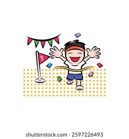 Autumn sports (sports day) | Useful seasonal event materials series (autumn) | Pop one-point illustrations