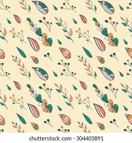 Autumn (spring, summer) vector seamless pattern.