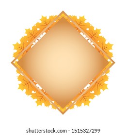 autumn square frame with leafs decoration vector illustration design