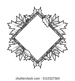 autumn square frame with leafs decoration vector illustration design