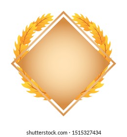 autumn square frame with leafs decoration vector illustration design