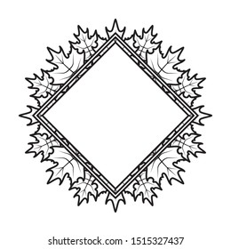 autumn square frame with leafs decoration vector illustration design