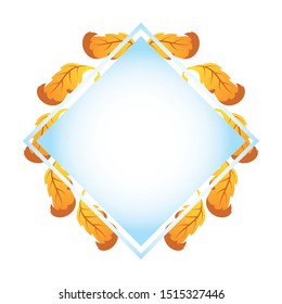 autumn square frame with leafs decoration vector illustration design