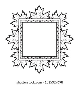 autumn square frame with leafs decoration vector illustration design