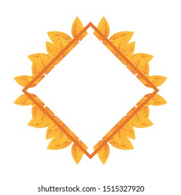 autumn square frame with leafs decoration vector illustration design