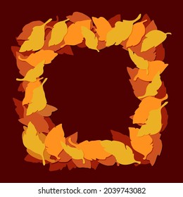 Autumn square frame template with bright leaves and space for text. Perfect for invitations, cards, prints and social media.
