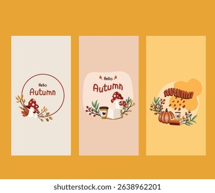 Autumn Sticker greetings card bookmark watercolor style hand drawing
