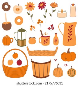 Autumn stickers collection with cute seasonal elements