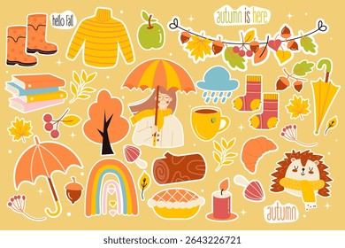 Autumn stickers elements pack. Autumn clipart