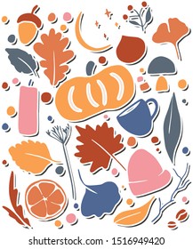 Autumn Stickers. Fall vector set.