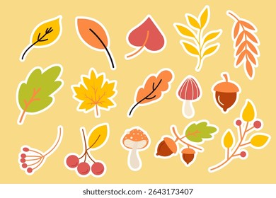 Autumn stickers forest elements collection. Forest clipart