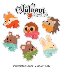 Autumn stickers icons set Vector illustration
